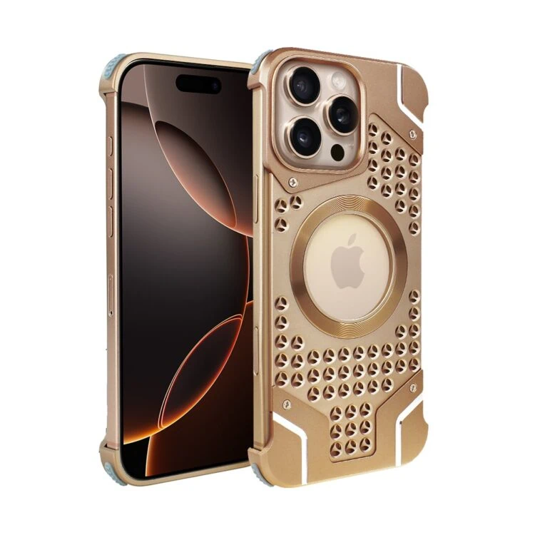 Etui do iPhone 16 Pro Max Titan Grid Pro, metalowe, Anti-Shock z MagSafe, widoczne logo, tytan pustynny (1)