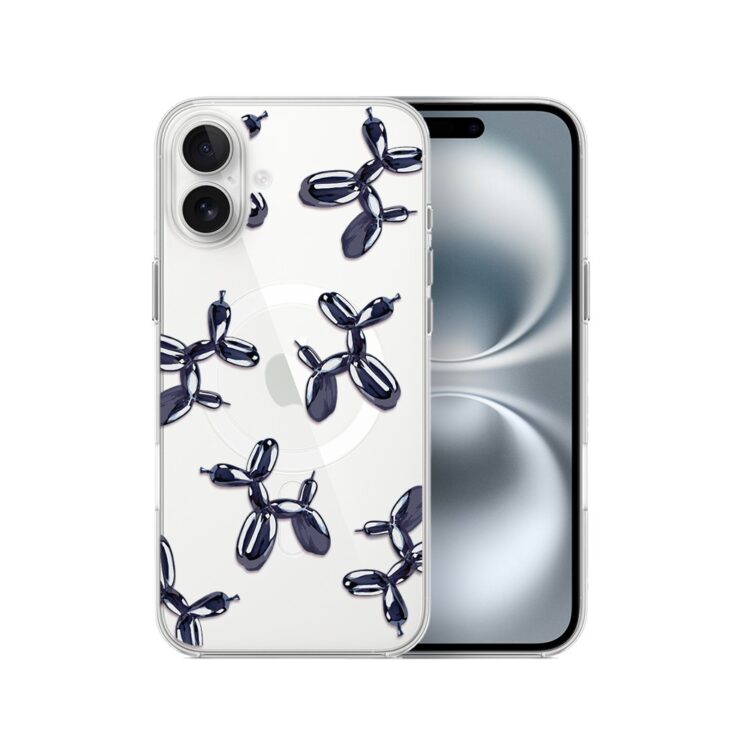 Etui do iPhone 16 z MagSafe, balonowe pieski, przeźroczyste (1)