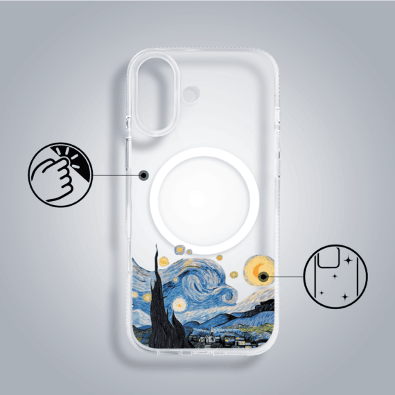 Etui do iPhone 16 z MagSafe, obraz Van Gogh, przeźroczyste (1)