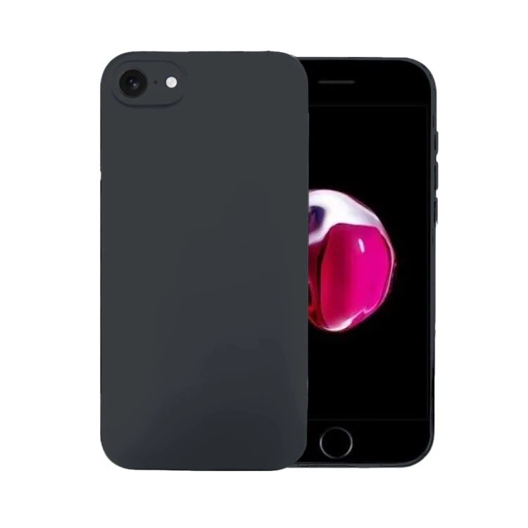 Etui do iPhone SE2022SE202087 silikonowe z mikrofibrą soft touch z osłoną na aparat, czarne (7)