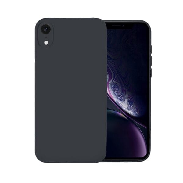 Etui do iPhone XR silikonowe z mikrofibrą soft touch z osłoną na aparat, czarne (2)