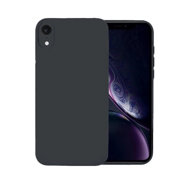 Etui do iPhone XR silikonowe z mikrofibrą soft touch z osłoną na aparat, czarne (2)