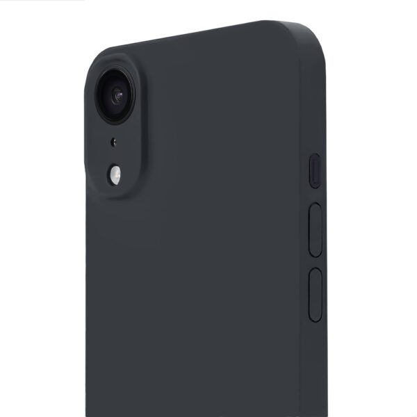 Etui do iPhone XR silikonowe z mikrofibrą soft touch z osłoną na aparat, czarne (6)