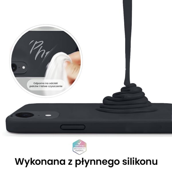 Etui do iPhone XR silikonowe z mikrofibrą soft touch z osłoną na aparat, czarne (7)