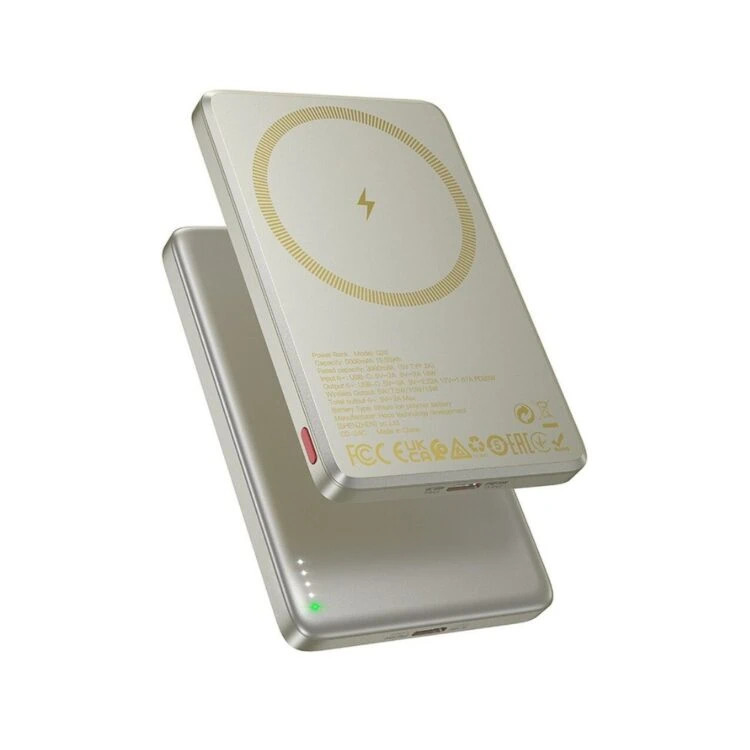 Power bank MagSafe UltraSlim 5000 mAh, ładowanie bezprzewodowe, złoty tytan (1)