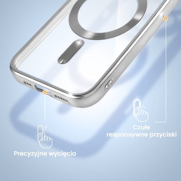 Etui do iPhone 12 Pro Max MagSafe Luxury Protect przeźroczyste, hybrydowa ochrona kamery, srebrne (5)