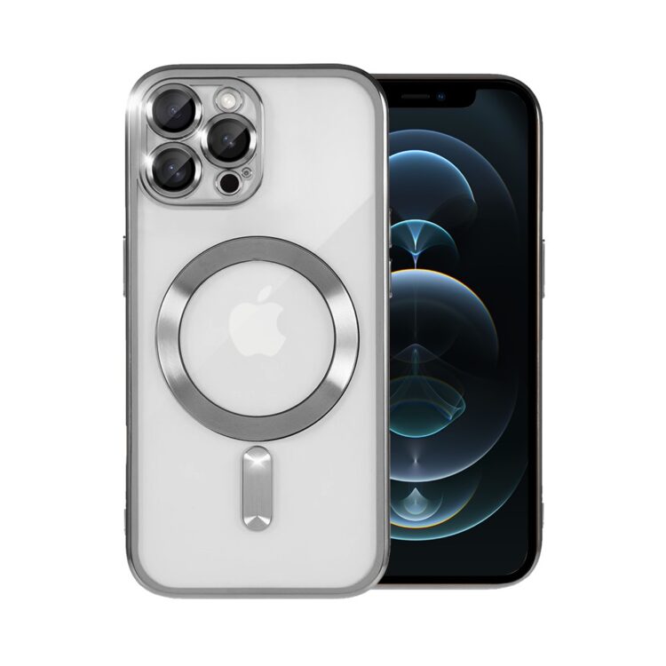 Etui do iPhone 12 Pro Max MagSafe Luxury Protect przeźroczyste, hybrydowa ochrona kamery, srebrne (6)