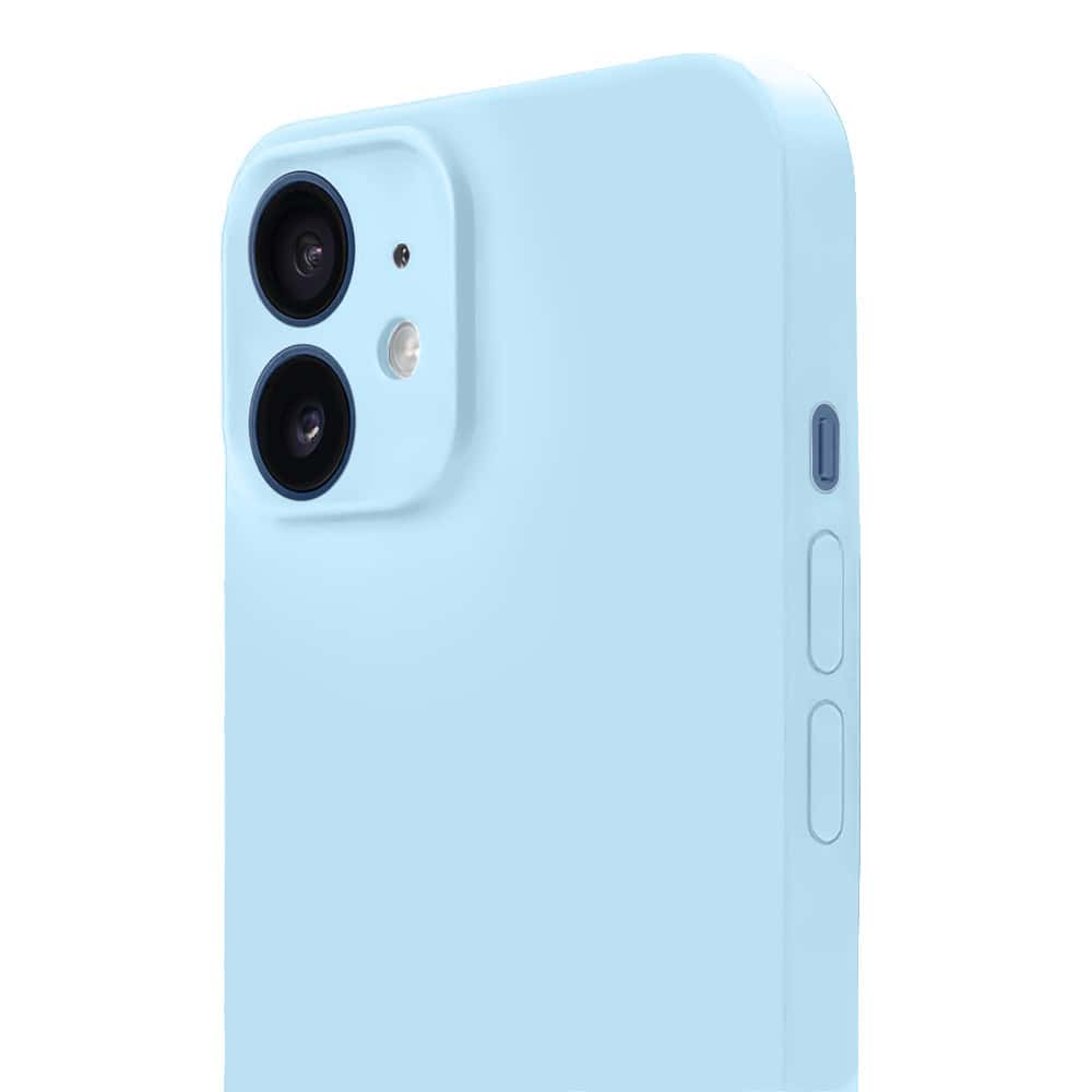 Etui do iPhone 12 silikonowe z mikrofibrą soft touch z osłoną na aparat, jasny niebieski (3)