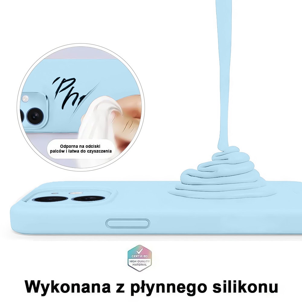 Etui do iPhone 12 silikonowe z mikrofibrą soft touch z osłoną na aparat, jasny niebieski (4)