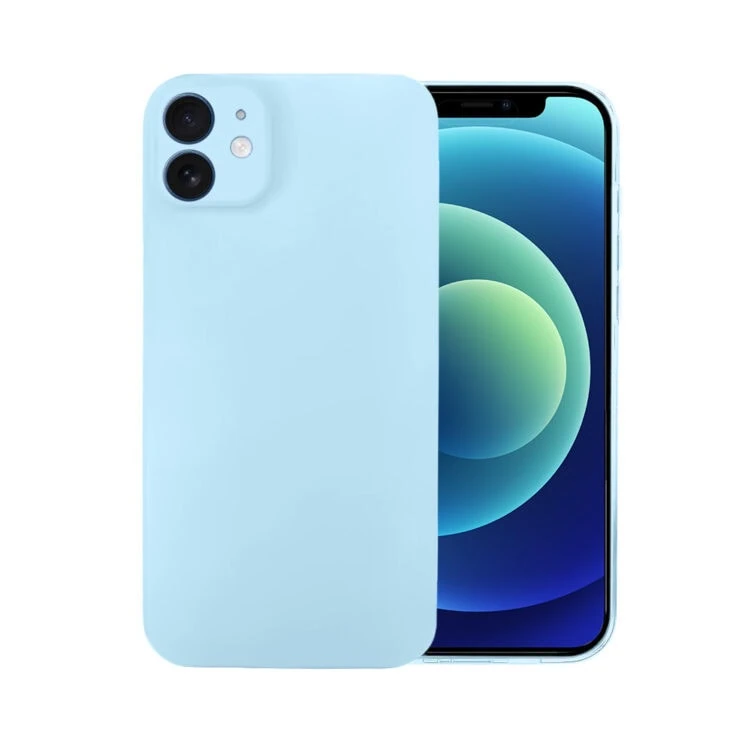 Etui do iPhone 12 silikonowe z mikrofibrą soft touch z osłoną na aparat, jasny niebieski (7)
