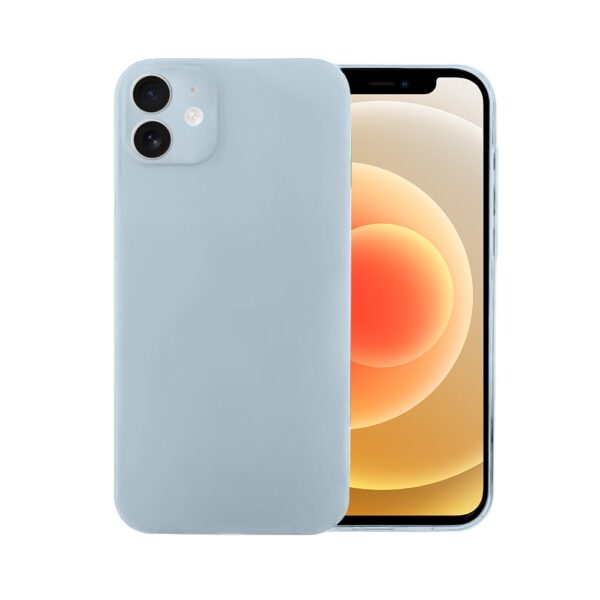 Etui do iPhone 12 silikonowe z mikrofibrą soft touch z osłoną na aparat, lodowy błękit (2)
