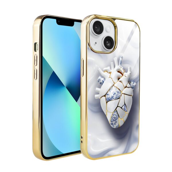Etui do iPhone 13, Elite Glass, szklany tył, Kintsugi Art, pęknięte piękno, złote (3)