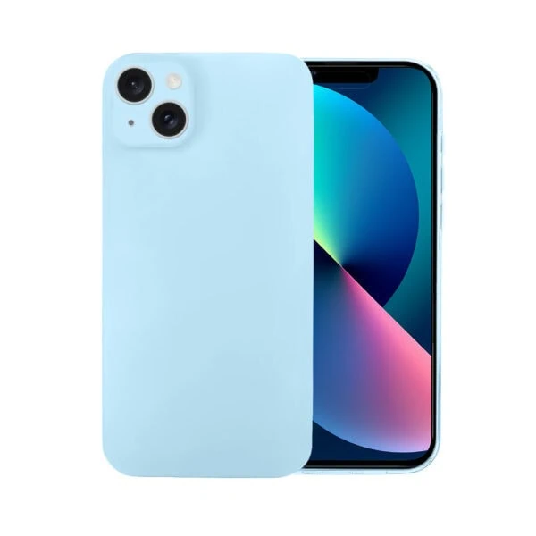Etui do iPhone 13 silikonowe z mikrofibrą soft touch z osłoną na aparat, jasny niebieski (5)