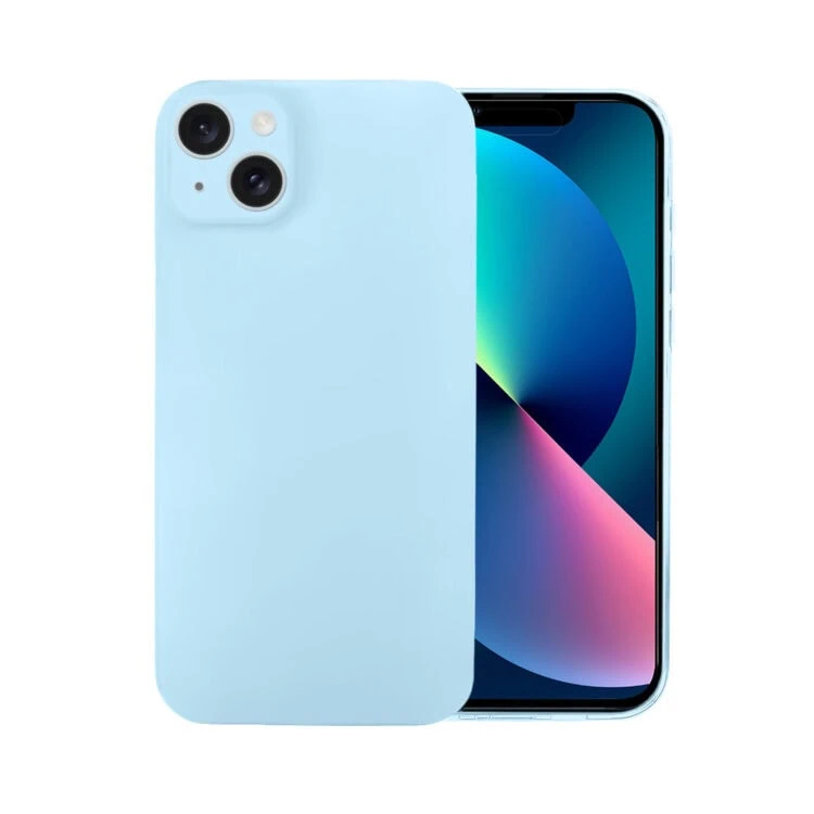 Etui do iPhone 13 silikonowe z mikrofibrą soft touch z osłoną na aparat, jasny niebieski (5)