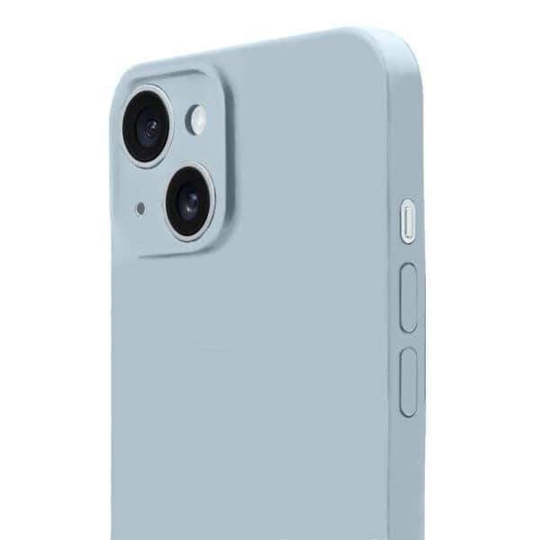 Etui do iPhone 13 silikonowe z mikrofibrą soft touch z osłoną na aparat, lodowy błękit (2)