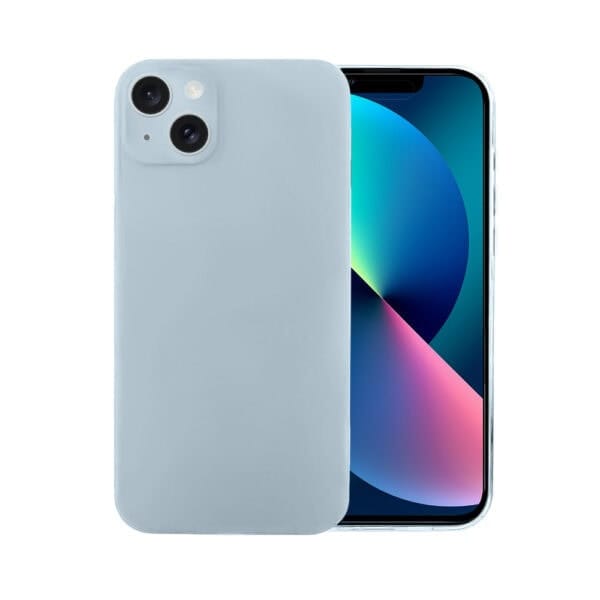Etui do iPhone 13 silikonowe z mikrofibrą soft touch z osłoną na aparat, lodowy błękit (4)