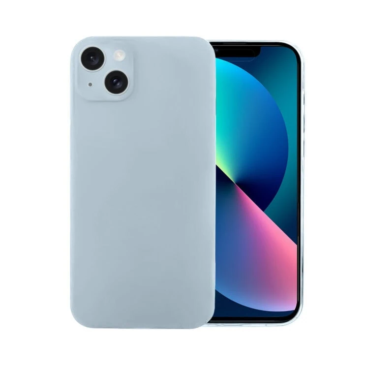 Etui do iPhone 13 silikonowe z mikrofibrą soft touch z osłoną na aparat, lodowy błękit (4)