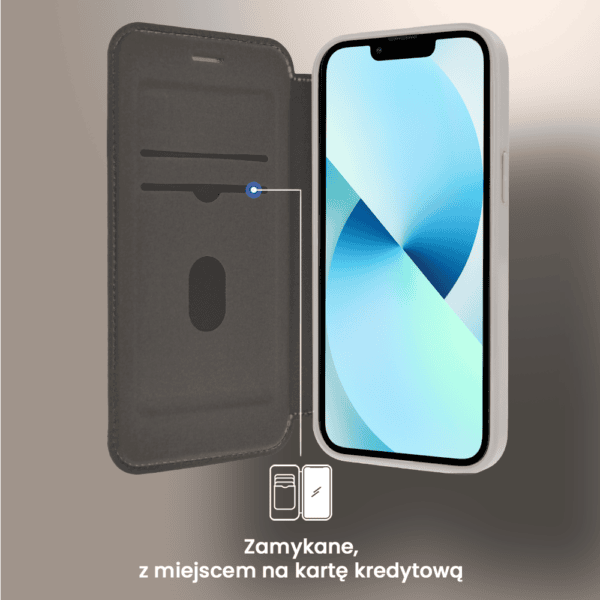 Etui do iPhone 13 z klapką Solid MagSafe Book, typu książka, beżowe (4)