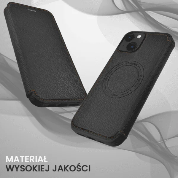 Etui do iPhone 13 z klapką Solid MagSafe Book, typu książka, czarne (9)