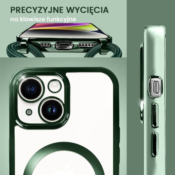 Etui do iPhone 14 Plus Magsafe Slim Crossbody, jak torebka, zielone (4)