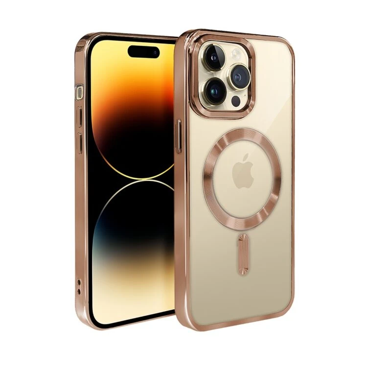 Etui do iPhone 14 Pro MagSafe Luxury, przeźroczyste, tytan pustynny (7)