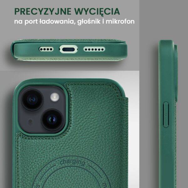 Etui do iPhone 14 z klapką Solid MagSafe Book, typu książka, zielone (5)