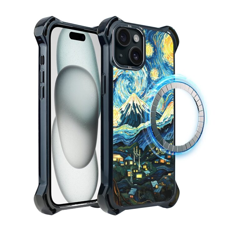 Etui do iPhone 15, Ibizu DropGuard Ultra z MagSafe, Van Gogh, gwieździsta noc (2)
