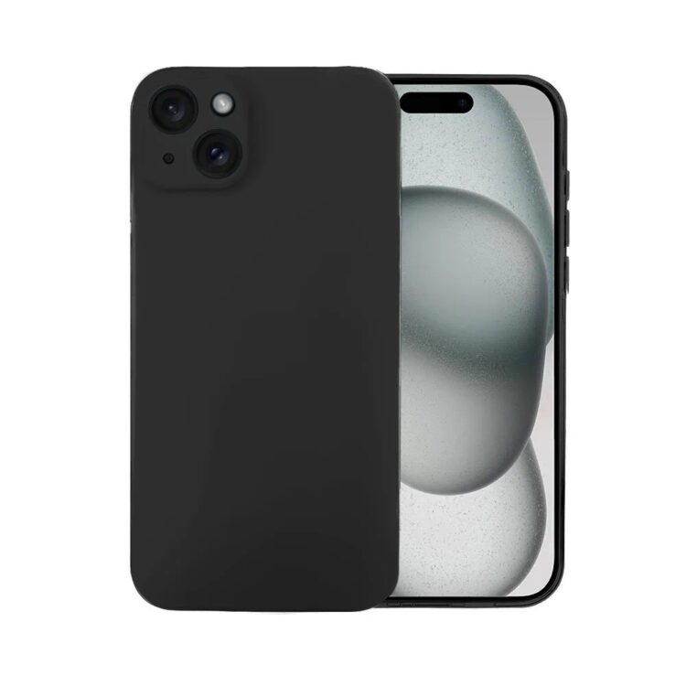 Etui do iPhone 15 Plus silikonowe z mikrofibrą soft touch z osłoną na aparat, czarne (2)