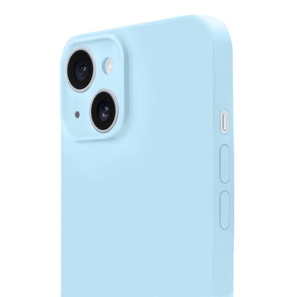 Etui do iPhone 15 Plus silikonowe z mikrofibrą soft touch z osłoną na aparat, jasny niebieski (3)