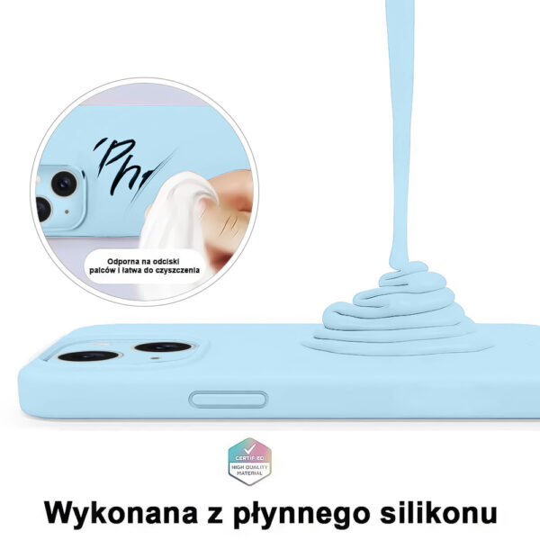Etui do iPhone 15 Plus silikonowe z mikrofibrą soft touch z osłoną na aparat, jasny niebieski (4)