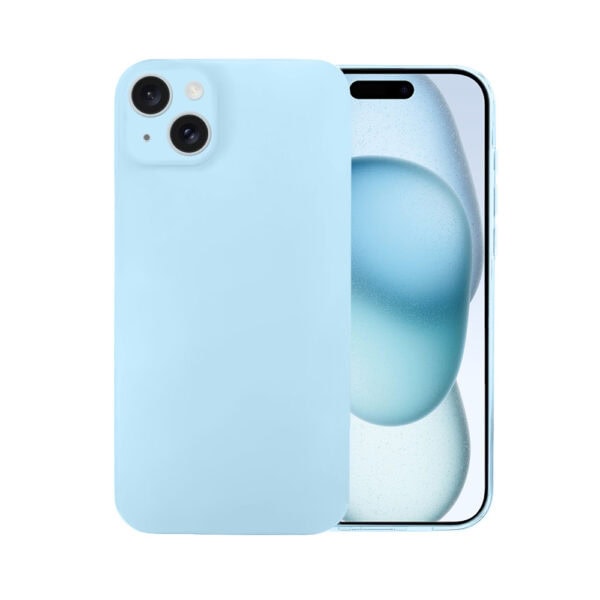 Etui do iPhone 15 Plus silikonowe z mikrofibrą soft touch z osłoną na aparat, jasny niebieski (7)