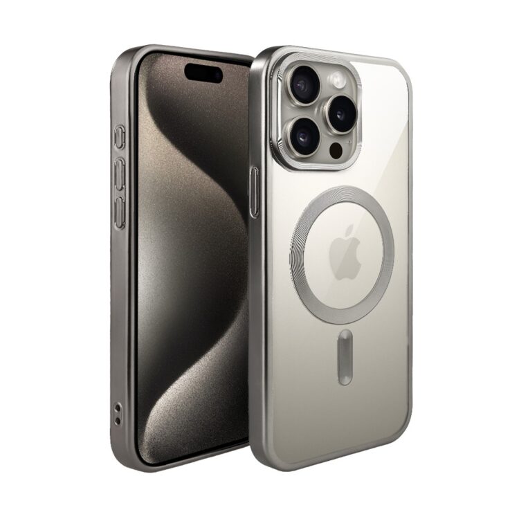 Etui do iPhone 15 Pro MagSafe Luxury Titanium Finish, przeźroczyste, tytanowe (7)