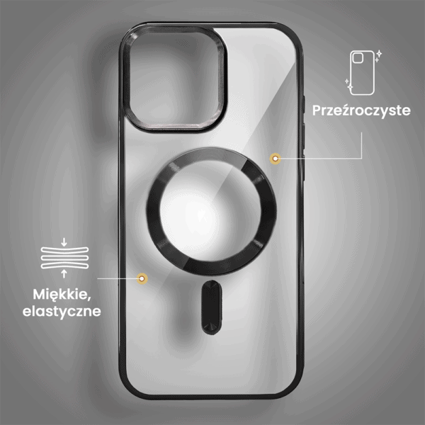 Etui do iPhone 15 Pro MagSafe Luxury, przeźroczyste, tytanowe (1)