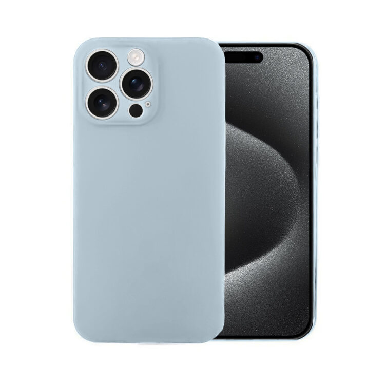 Etui do iPhone 15 Pro Max silikonowe z mikrofibrą soft touch z osłoną na aparat, lodowy błękit (5)
