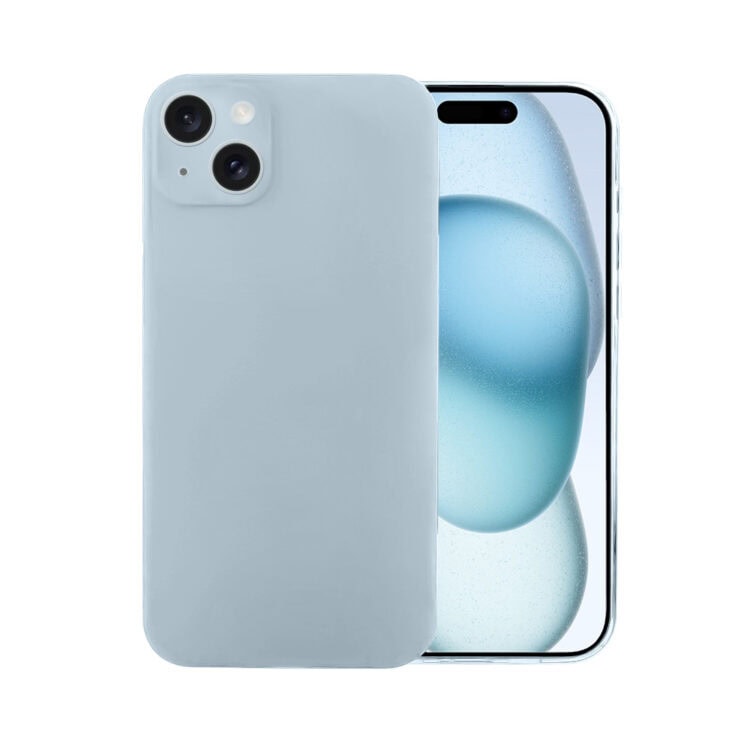 Etui do iPhone 15 silikonowe z mikrofibrą soft touch z osłoną na aparat, lodowy błękit (6)