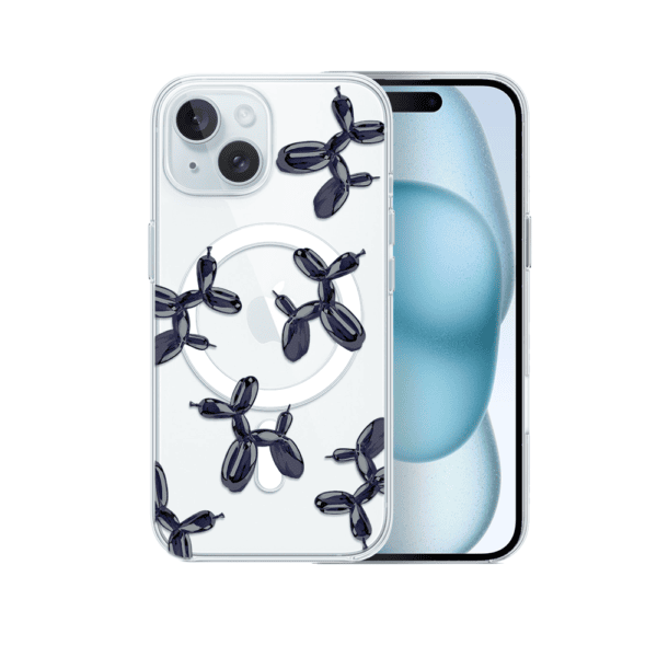Etui do iPhone 15 z MagSafe, balonowe pieski, przeźroczyste (3)