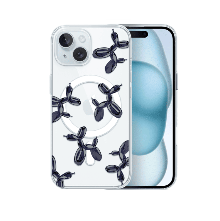 Etui do iPhone 15 z MagSafe, balonowe pieski, przeźroczyste (3)