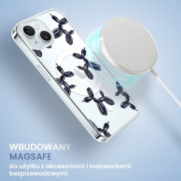 Etui do iPhone 15 z MagSafe, balonowe pieski, przeźroczyste (6)
