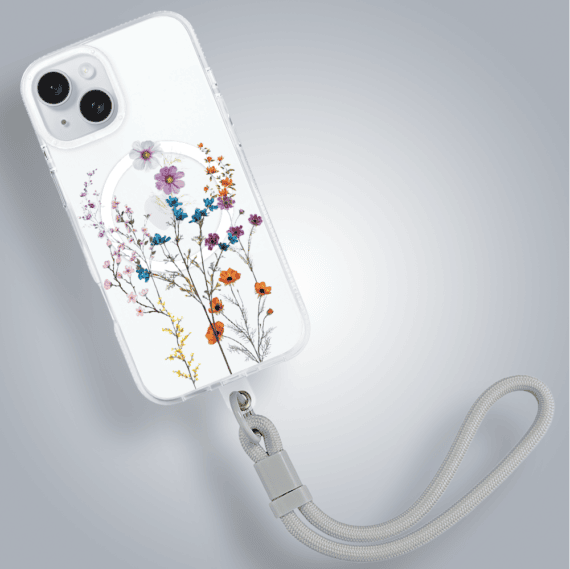 Etui do iPhone 15 z MagSafe, kwiaty różnokolorowe, przeźroczyste (2)