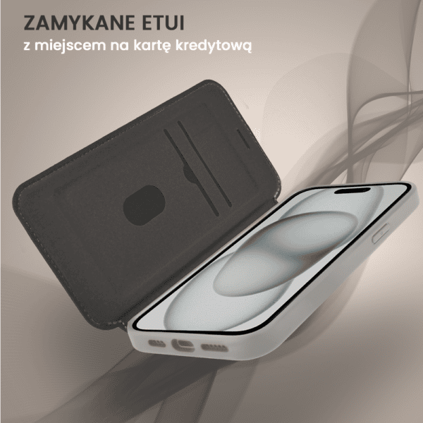 Etui do iPhone 15 z klapką Solid MagSafe Book, typu książka, beżowe (7)