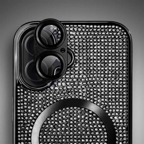 Etui do iPhone 16 Magsafe Tresury Case, diamentowe, z błyszczącą ramką, czarne (6)