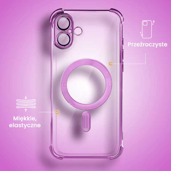 Etui do iPhone 16 Plus MagSafe Luxury Anti-Shock Lens Protect, różowe (4)