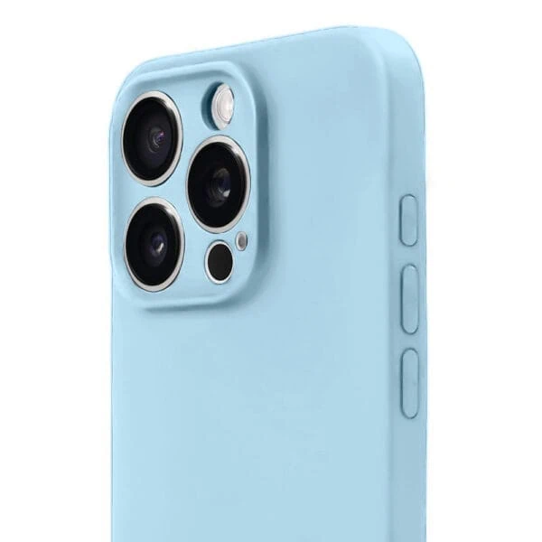 Etui do iPhone 16 Pro Max silikonowe z mikrofibrą soft touch z osłoną na aparat, jasny niebieski (3)
