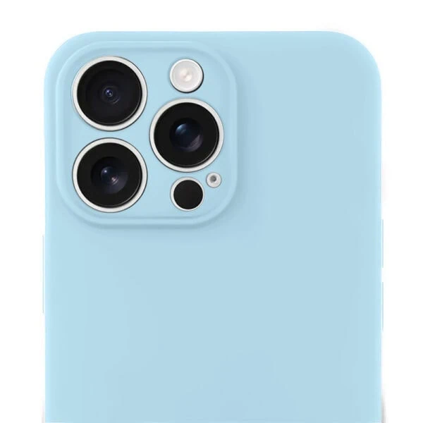 Etui do iPhone 16 Pro Max silikonowe z mikrofibrą soft touch z osłoną na aparat, jasny niebieski (8)