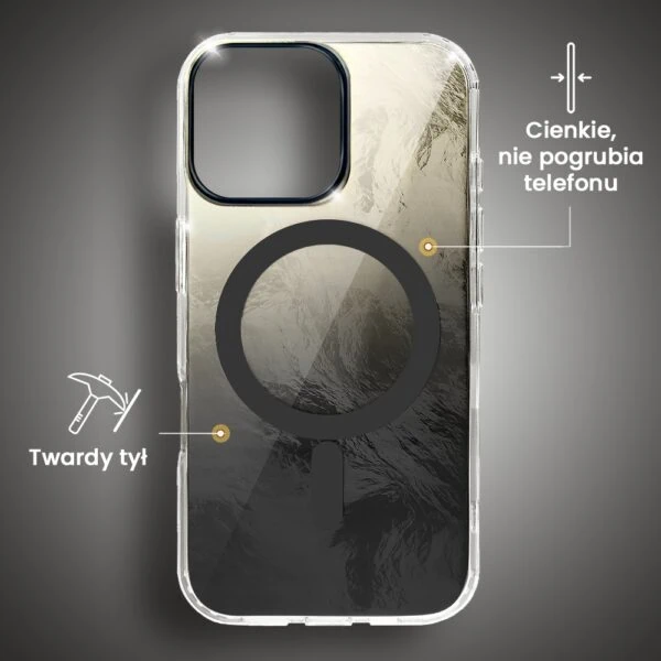 Etui do iPhone 16 Pro, Mystic Ring z MagSafe, eteryczny efekt 3D, barwy czerni (4)