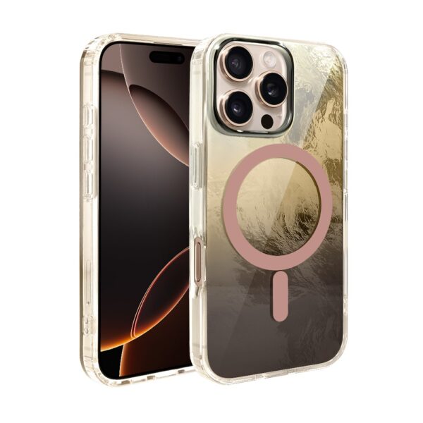 Etui do iPhone 16 Pro, Mystic Ring z MagSafe, eteryczny efekt 3D, złoty brąz (2)