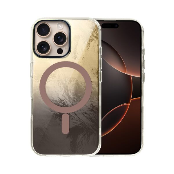 Etui do iPhone 16 Pro, Mystic Ring z MagSafe, eteryczny efekt 3D, złoty brąz (3)