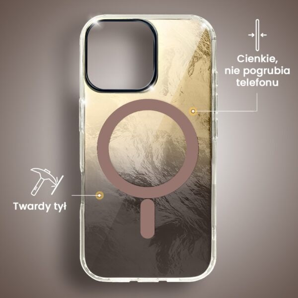 Etui do iPhone 16 Pro, Mystic Ring z MagSafe, eteryczny efekt 3D, złoty brąz (4)