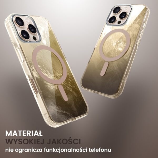 Etui do iPhone 16 Pro, Mystic Ring z MagSafe, eteryczny efekt 3D, złoty brąz (6)