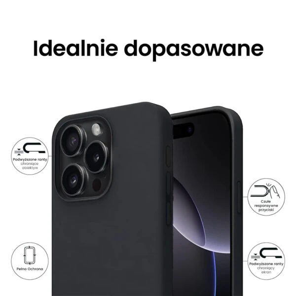 Etui do iPhone 16 Pro Soft Lux matowe z mikrofibrą, trójwarstwowa ochrona, czarne (1)